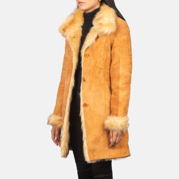 Erica Shearling Beige Leather Coat - Image 2
