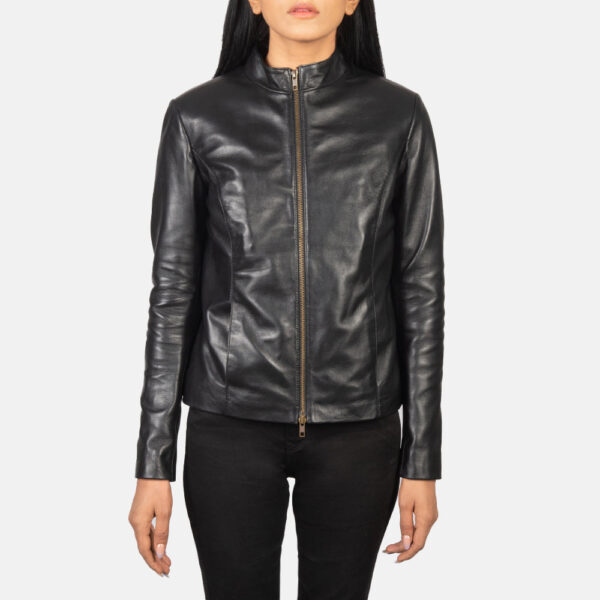 Rumella Black Leather Biker Jacket - Image 4