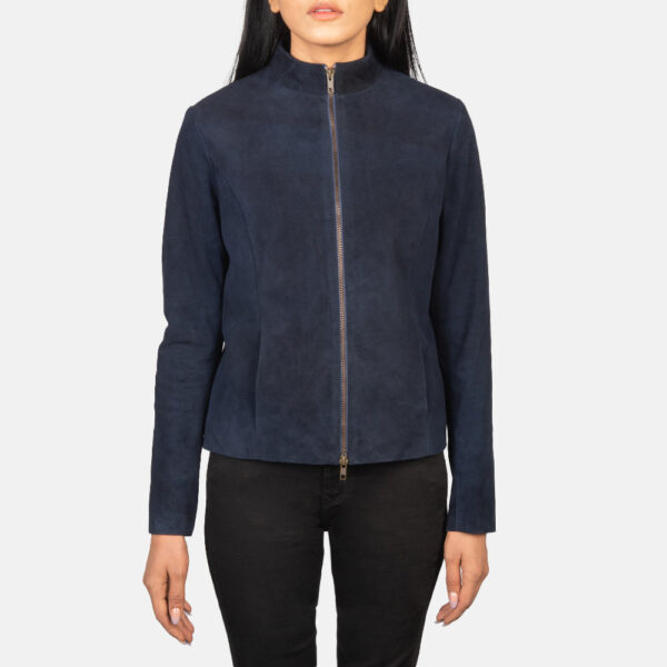 Rumella Blue Suede Biker Jacket - Image 4