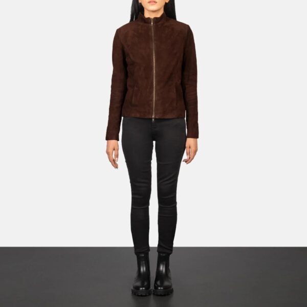 Rumella Mocha Suede Biker Jacket - Image 3