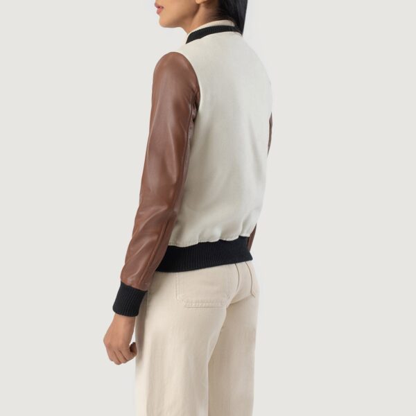 Savant White & Brown Hybrid Varsity Jacket - Image 5