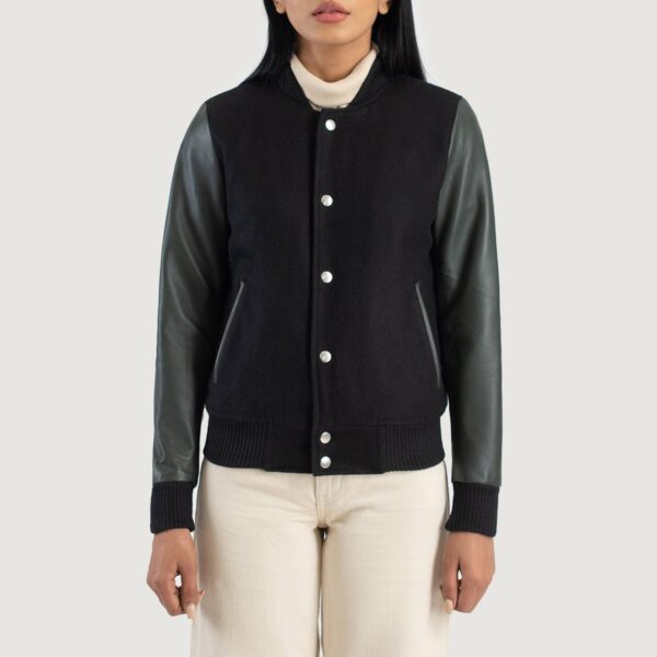 Savant Green & Black Hybrid Varsity Jacket - Image 4