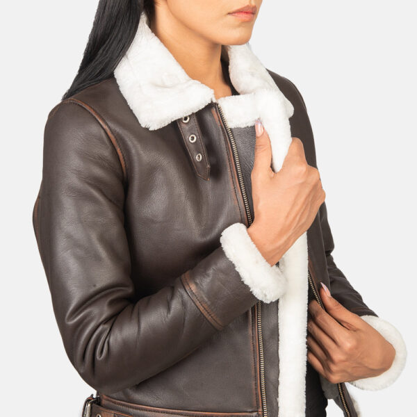Sherilyn B-3 Brown Leather Bomber Jacket - Image 6