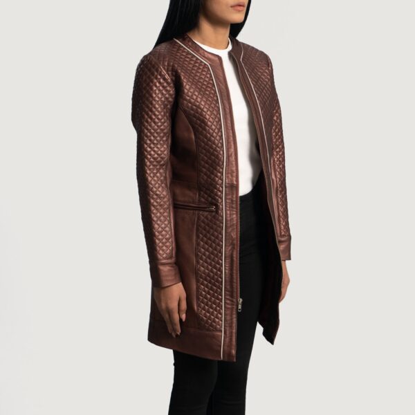 Trudy Lane Quilted Maroon Leather Coat - Image 2