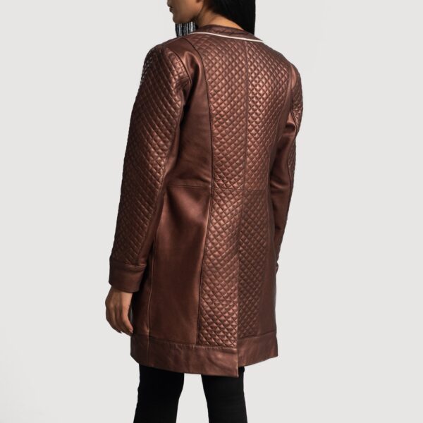 Trudy Lane Quilted Maroon Leather Coat - Image 5