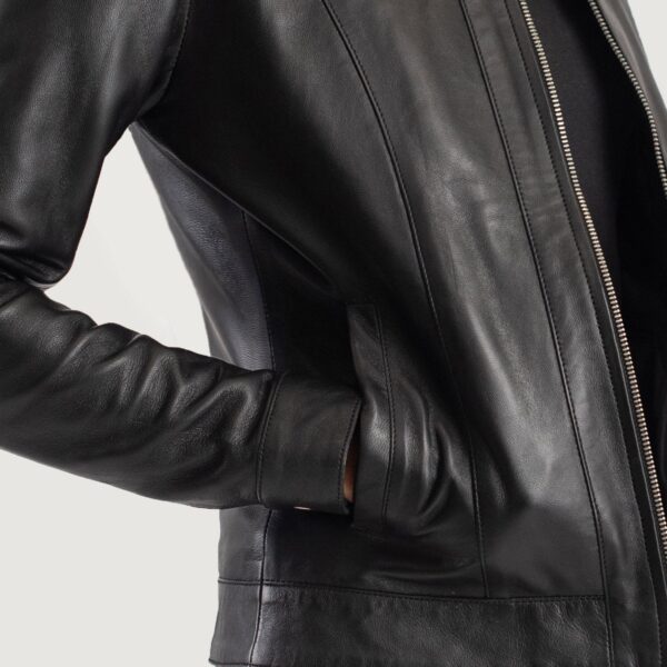 Vixen Black Classic Collar Leather Jacket - Image 6