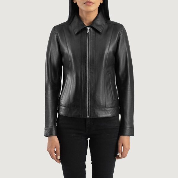 Vixen Black Classic Collar Leather Jacket - Image 4