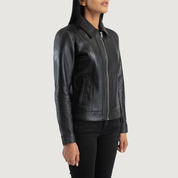 Vixen Black Classic Collar Leather Jacket - Image 2