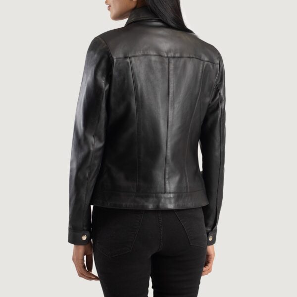 Vixen Black Classic Collar Leather Jacket - Image 5