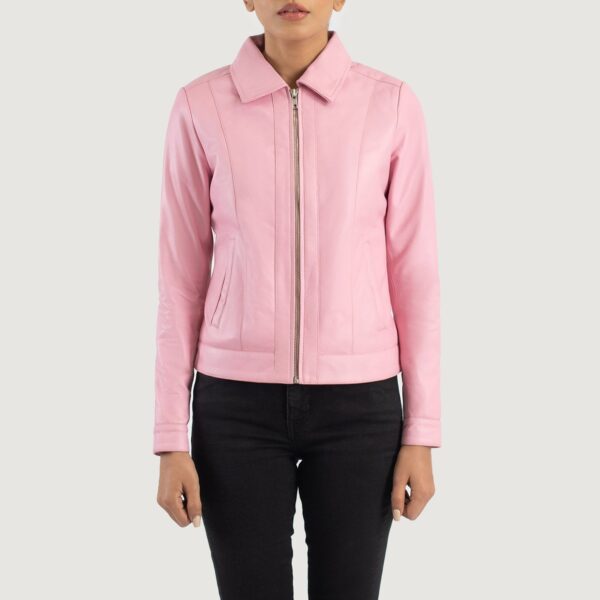 Vixen Pink Classic Collar Leather Jacket - Image 4