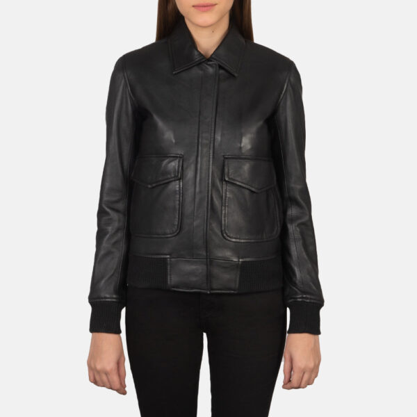 Westa A-2 Black Leather Bomber Jacket - Image 4