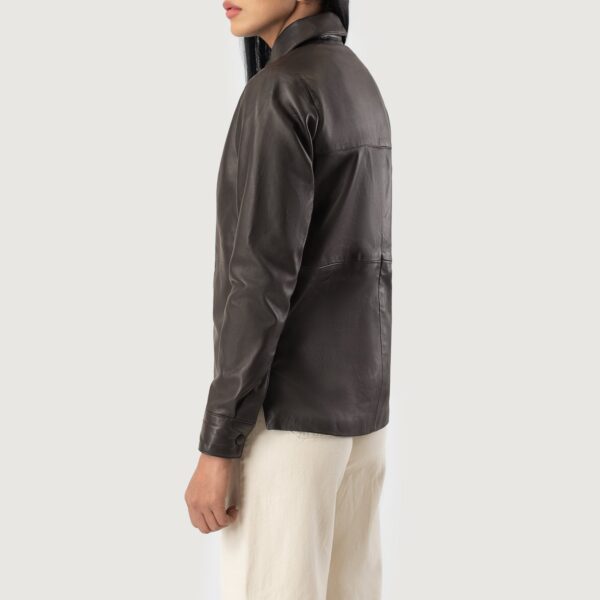 Zenith Brown Leather Shirt Jacket - Image 5