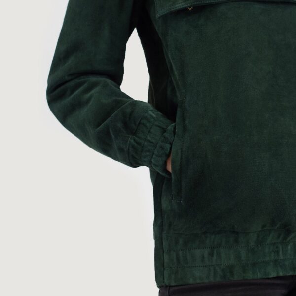 Zest Green Hooded Suede Pullover Jacket - Image 6