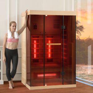 EROMMY Infrared Sauna 2 Person with Chromotherapy Heater for Home or Gym