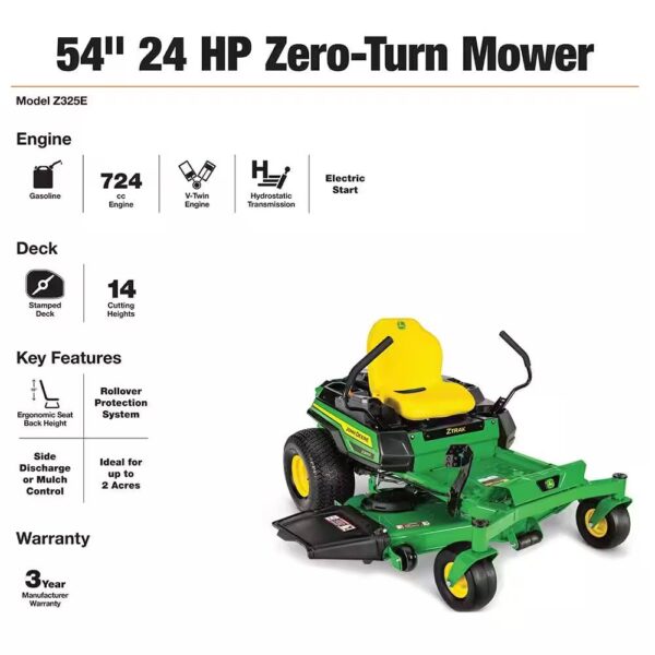John Deere Z325E 54 in. 24 HP GAS Dual Hydrostatic Zero-Turn Riding Mower - Image 10