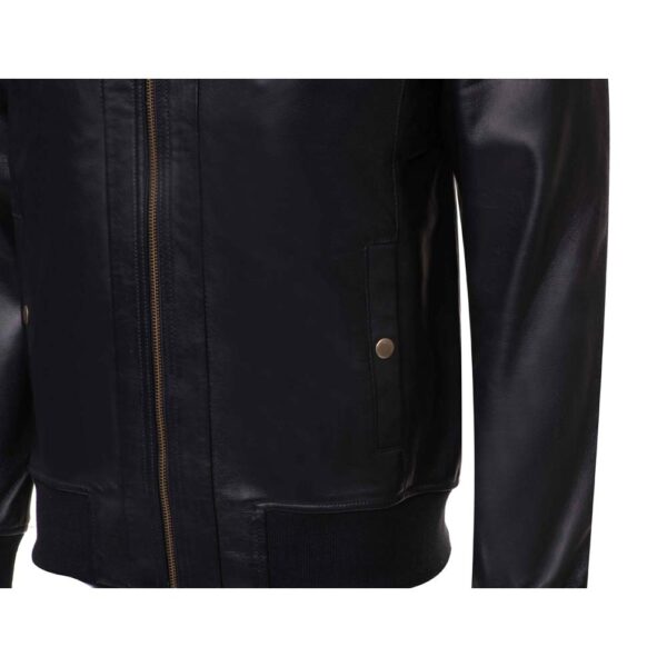 Messi Black Bomber style leather jacket - Image 8