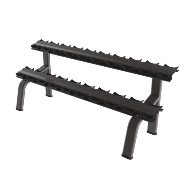 2-Tier Round Tube Dumbbell Rack – Black