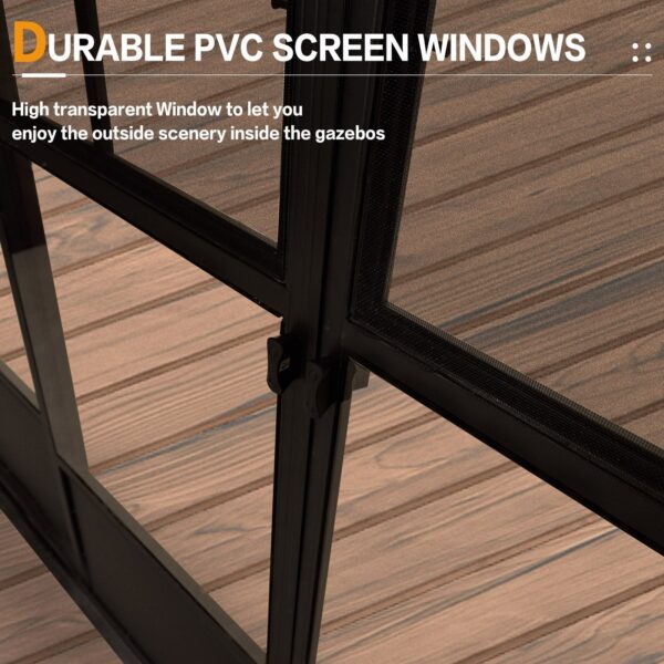 Hardtop Gazebo For Patio Screen House Backyard Sunroom With LED Lights Outdoor Aluminum Solarium Canopy 12′ x 14′ - Image 35