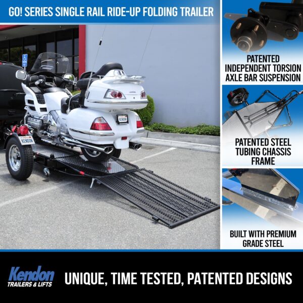 Go! Series Single Rail Ride-Up Folding Motorcycle Trailer - Image 3