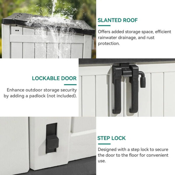 36 cu. ft. waterproof outdoor lateral storage, weatherproof utility shed - Image 5