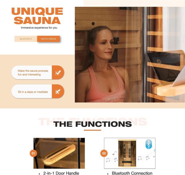 EROMMY Infrared Sauna 2 Person with Chromotherapy Heater for Home or Gym - Image 3