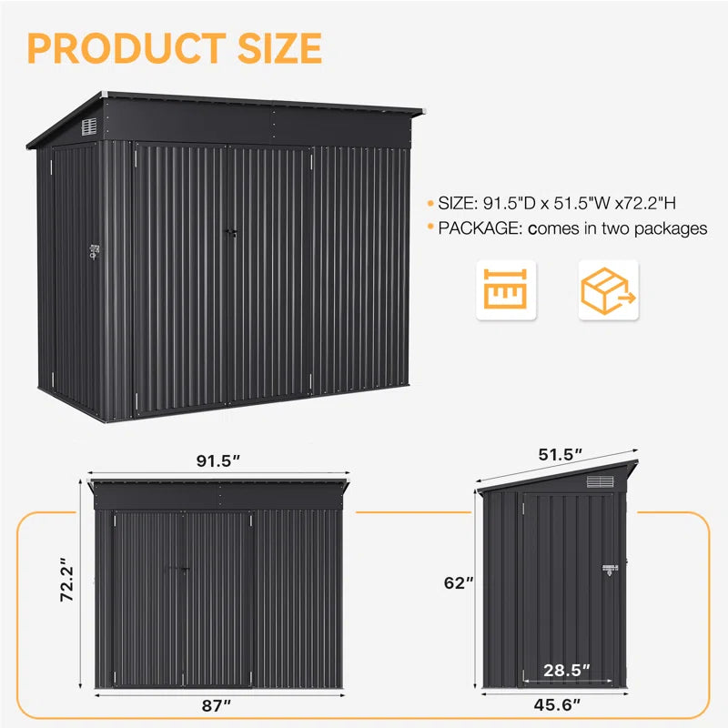 4′ X 8′ Shed Outdoor Storage Shed With Triple Lockable Door - Image 3