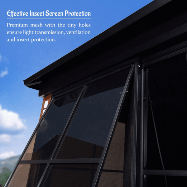 Hardtop Gazebo For Patio Screen House Backyard Sunroom With LED Lights Outdoor Aluminum Solarium Canopy 12′ x 14′ - Image 49