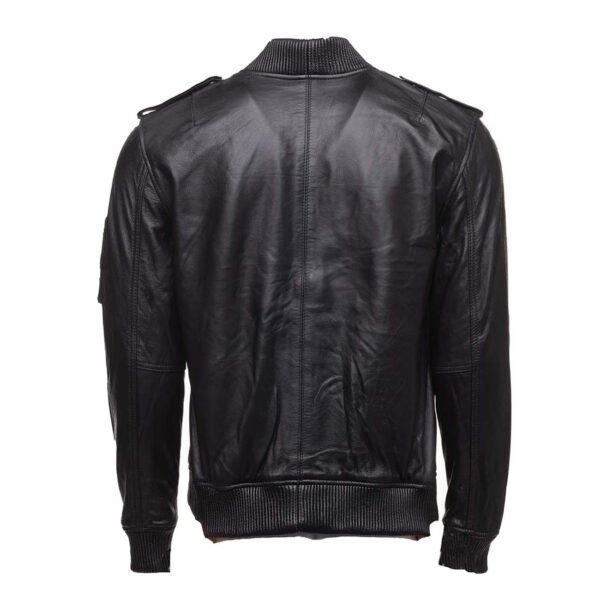 MA-1 black bomber leather Jacket - Image 2