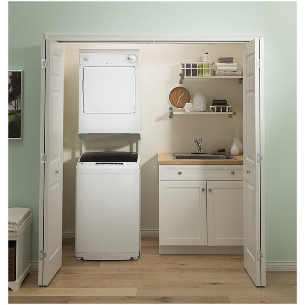 GE – 2.8 Cu. Ft. Top Load Washer – White/black - Image 4