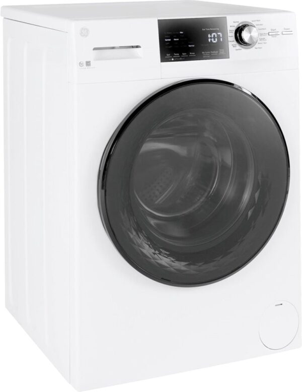 GE – 2.4 Cu. Ft. High Efficiency Stackable Front Load Washer with Steam and Sanitize – White - Image 5