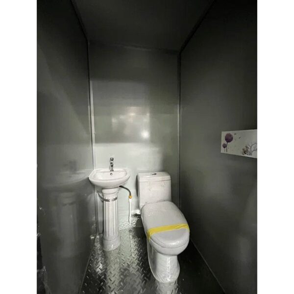6 ft. 6 in W x 3 ft. 5 in. D Metal Portable Shed with Double Stall Flushing Restroom and Sink - Image 6