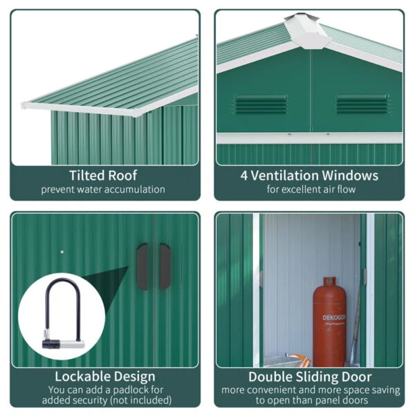 6 ft. W x 3 ft. D Galvanized Steel Vertical Storage Shed - Image 6