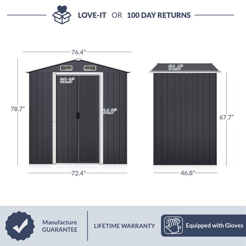6 ft. W x 4 ft. D Galvanized Steel Storage Shed - Image 9