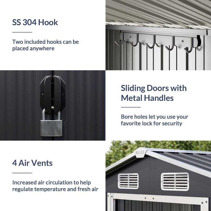 6 ft. W x 4 ft. D Galvanized Steel Storage Shed - Image 5