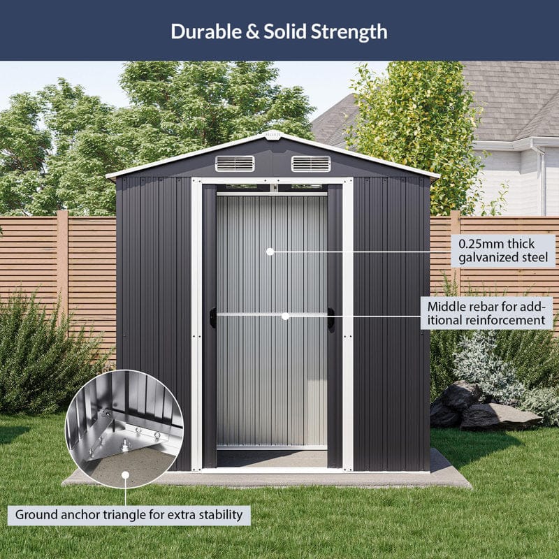 6 ft. W x 4 ft. D Galvanized Steel Storage Shed - Image 3