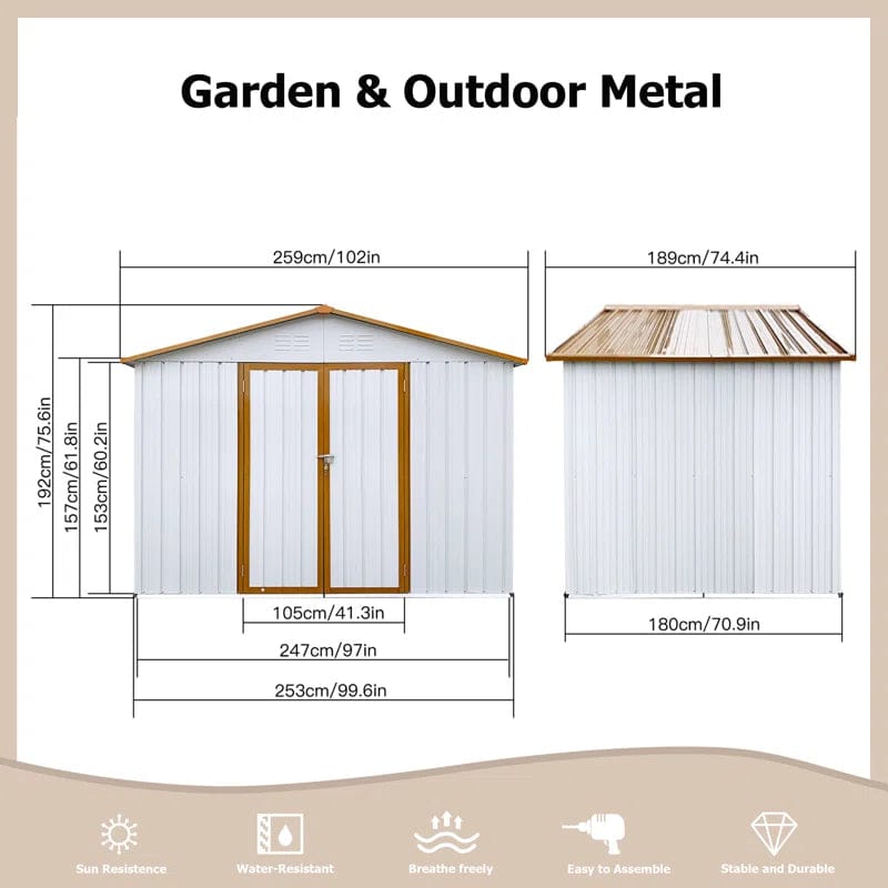 6ftx8ft Metal Outdoor Storage Shed – for Garden Shelter - Image 3