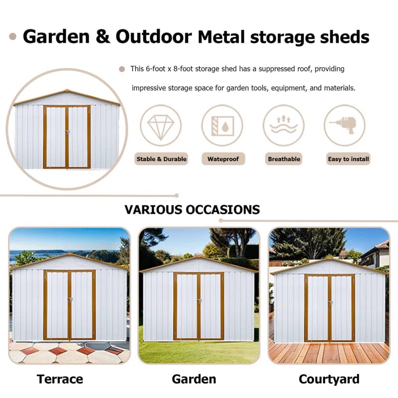 6ftx8ft Metal Outdoor Storage Shed – for Garden Shelter - Image 6