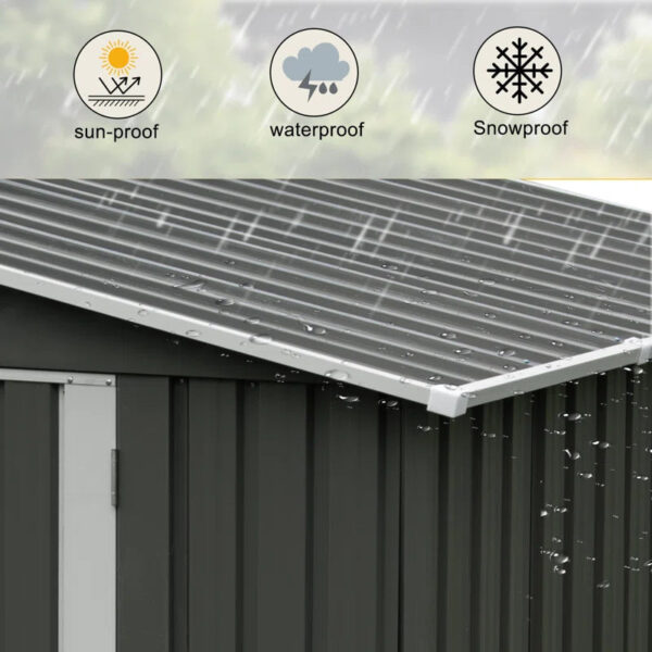 7.7ft W X 5.6ft D X 8.2ft H Outdoor Metal Storage Shed with Lockable Door,Outdoor Storage for Organizing Garden Tools, Lawn Equipment, and Outdoor Gear - Image 6