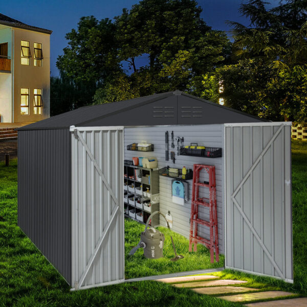 8.06 ft. W x 8.06 ft. D Metal Horizontal Storage Shed - Image 6