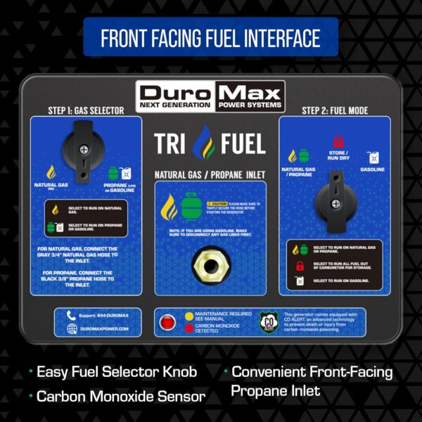 DuroMax 13000 Watt, Tri Fuel Portable Generator, w/ CO Alert - Image 27