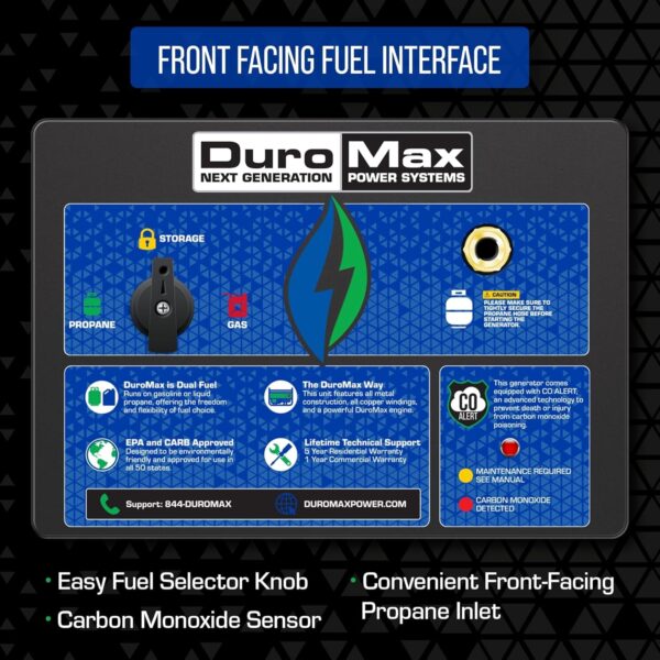 DuroMax 13000 Watt, Tri Fuel Portable Generator, w/ CO Alert - Image 39