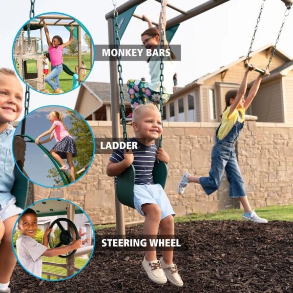 Deluxe  Metal Swing Set with 2 Swing(S) , 1 Slide(S) - Image 7