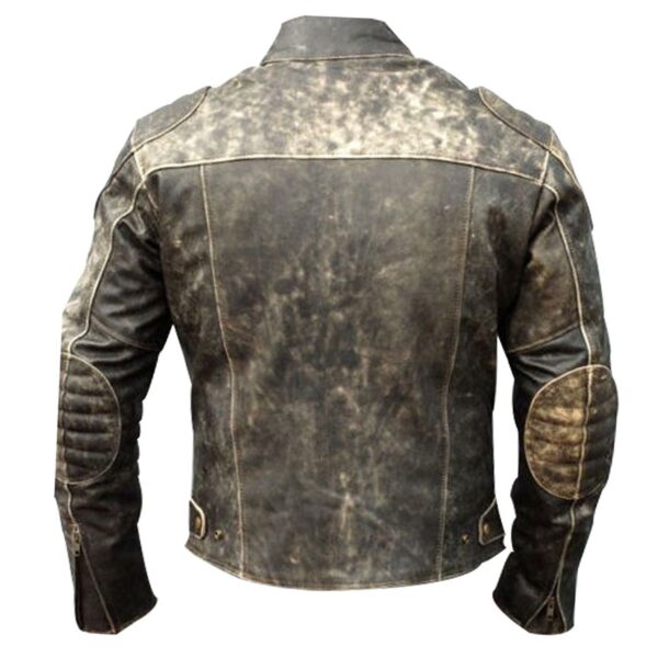 Theon’s Distressed Leather Jacket With Shoulder Patch - Image 2
