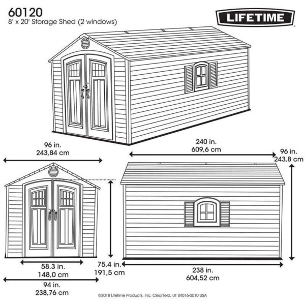 D Plastic Storage Shed 8 ft. W x 20 ft - Image 9