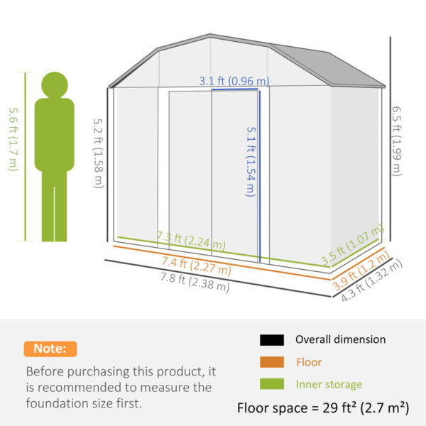 8 ft. W x 4 ft. D Galvanized Steel Horizontal Storage Shed - Image 5