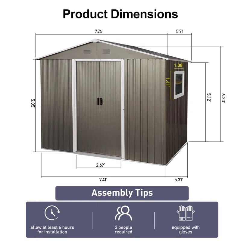 8 ft. X 6 ft. Metal Traditional Storage Shed - Image 7