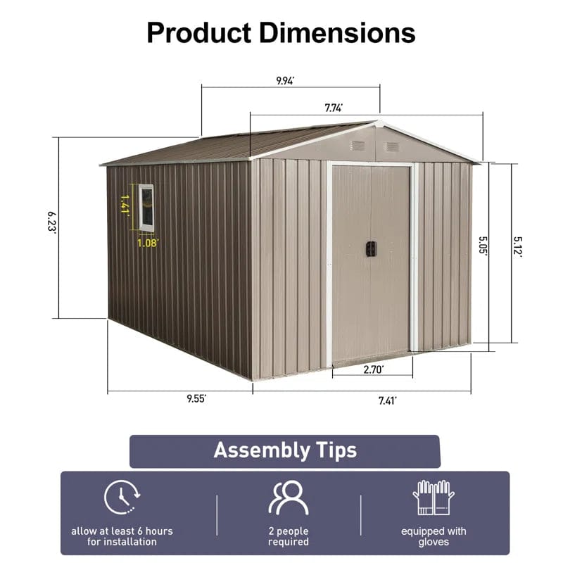 8 ft. x 10 ft. Metal Traditional Storage Shed - Image 6