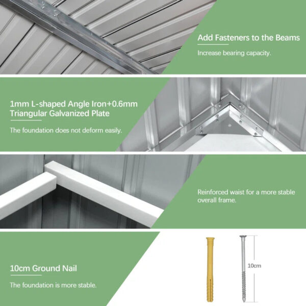 9 ft. W x 10 ft. D Metal Traditional Storage Shed - Image 8