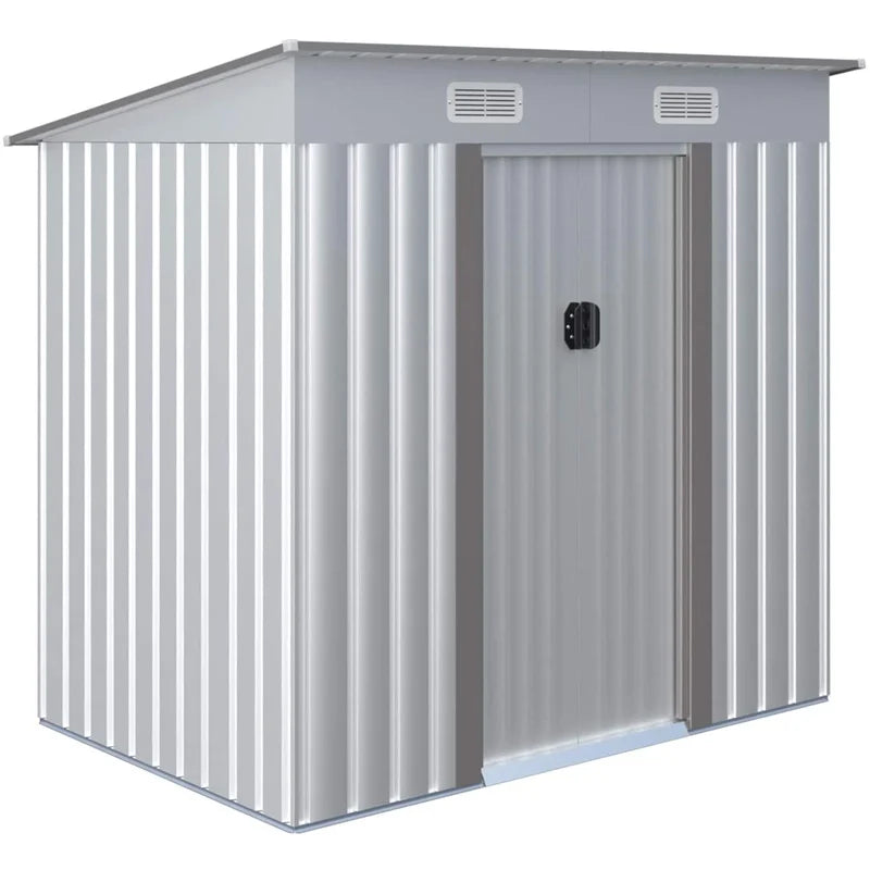 Aoxun 4′ X 6′ Metal Outdoor Garden Storage Shed Outdoor Tool House With Sliding Door For Backyard Garden Lawn Equipment (without Floor Frame) - Image 2