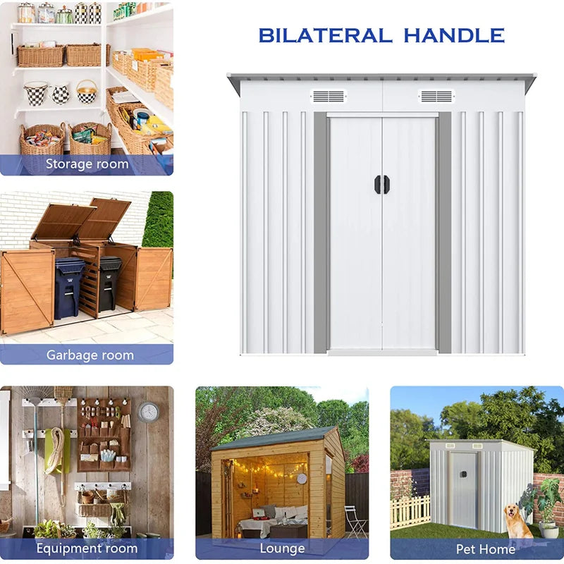 Aoxun 4′ X 6′ Metal Outdoor Garden Storage Shed Outdoor Tool House With Sliding Door For Backyard Garden Lawn Equipment (without Floor Frame) - Image 7